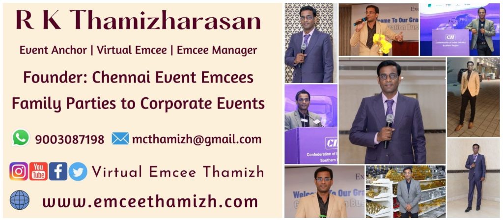 Chennai Male Emcee Thamizharasan Business Card 2025