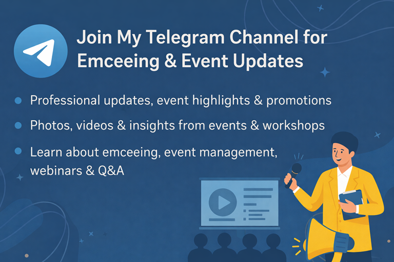 Join Emcee Thamizharasan Telegram Channel for Event Updates and Training